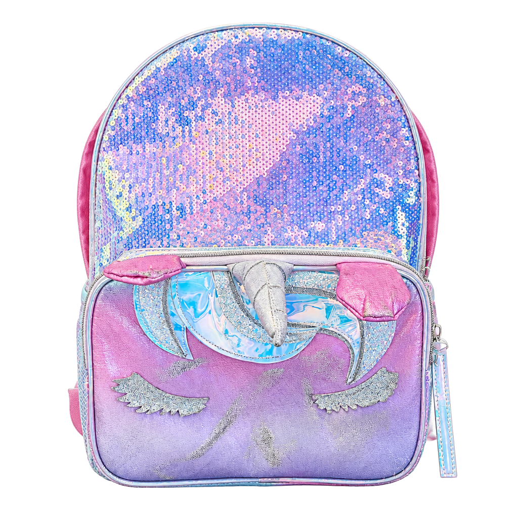 Unicorn Sequin Pink Blue Metallic Backpack School Bag 1
