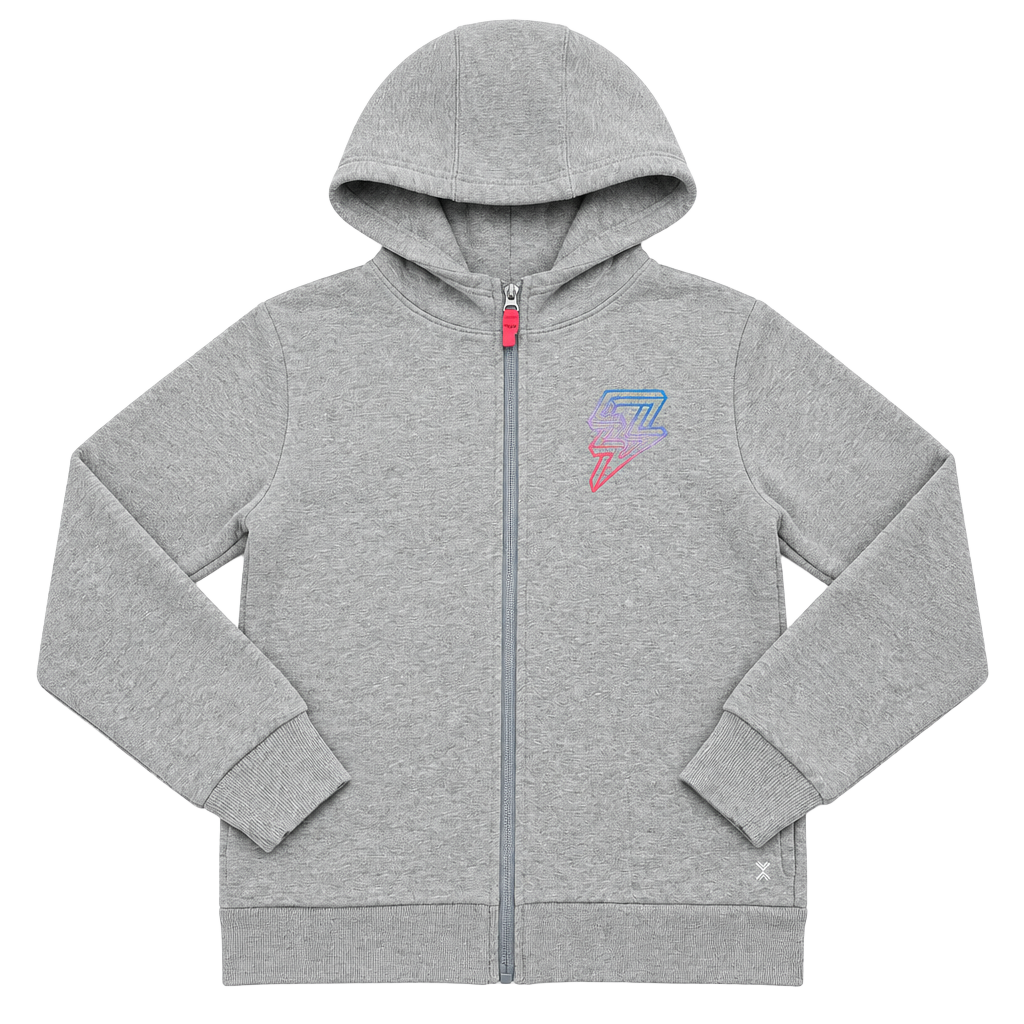 Xersion Zip Up Hoodie XL 16 Gray Cotton Blend Logo Graphic 1