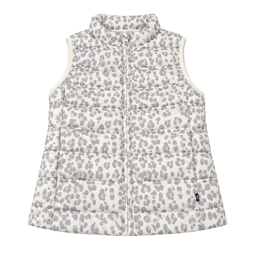 Gap Kids ColdControl Puffer Vest Size M 8-9 White Gray Leopard 1