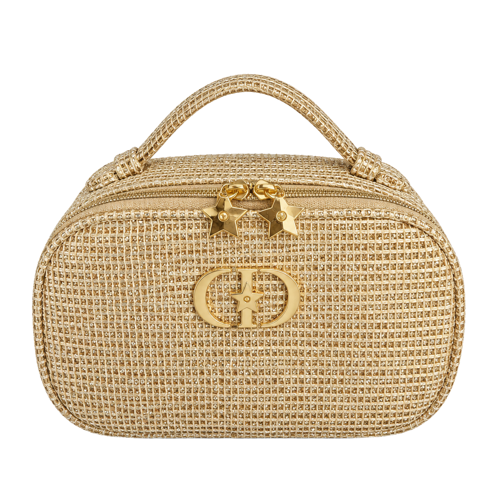 Dior Gold Makeup Pouch Clutch Bag Limited Edition Holiday Christmas 1