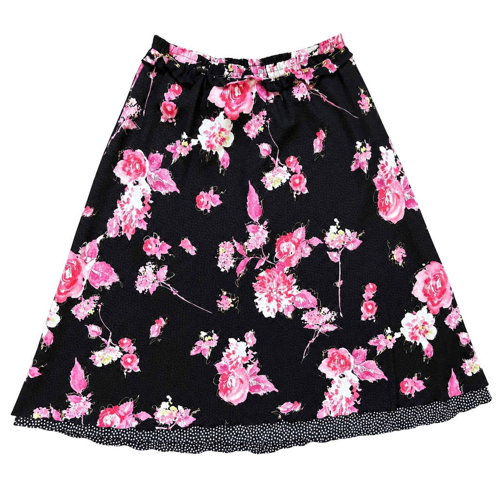 Appleseed's Floral Maxi Skirt Size Large Black Pink Whimsy Fairycore 1