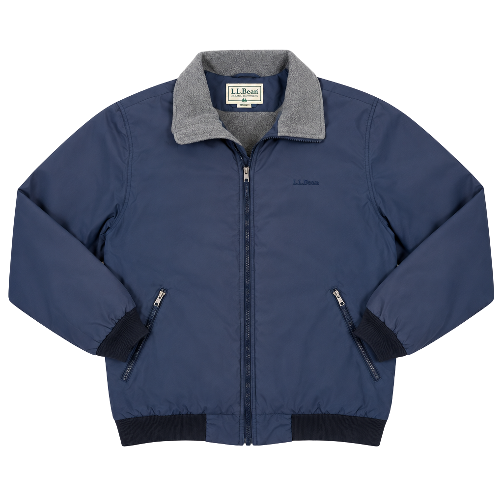 L.L. Bean Vintage Fleece Lined Jacket Size M Reg Blue Full Zip 1