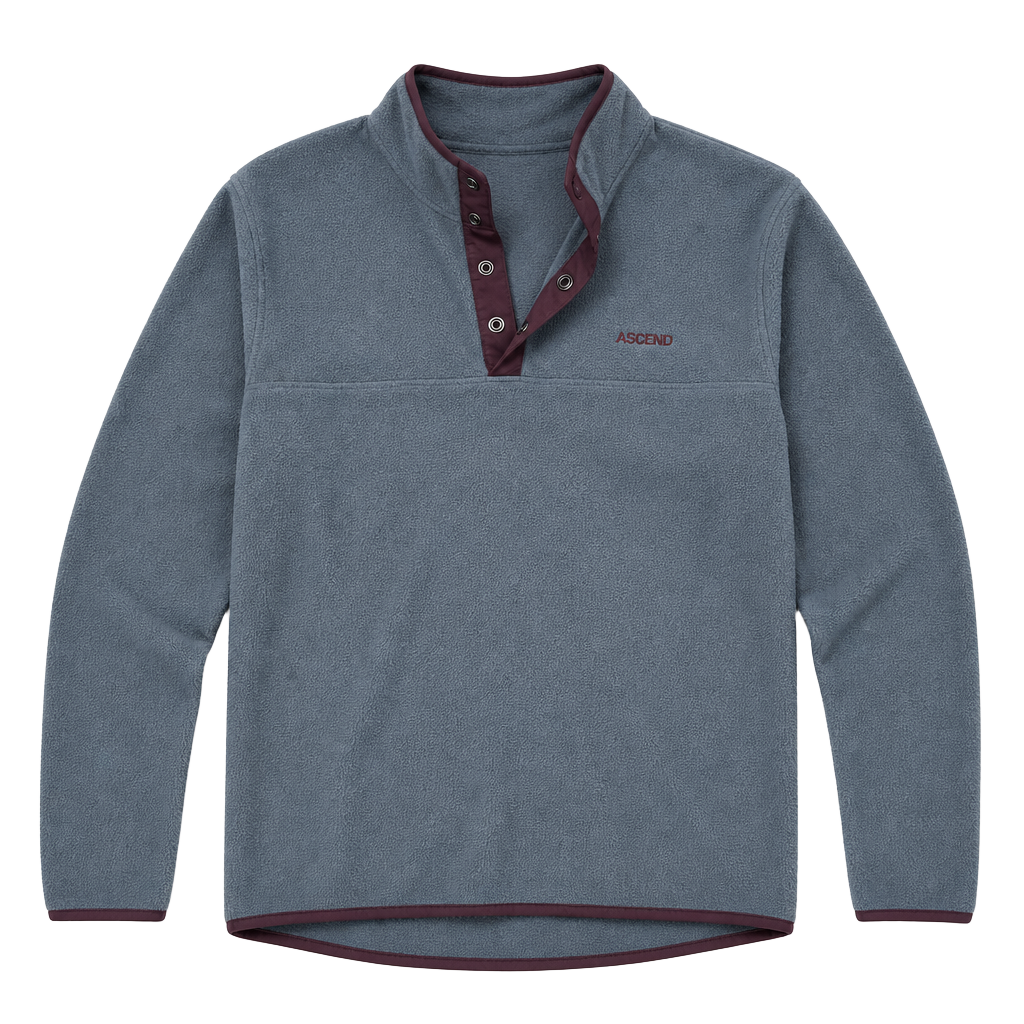 Ascend Men's Snap-Button Fleece Pullover Grey Size M 1