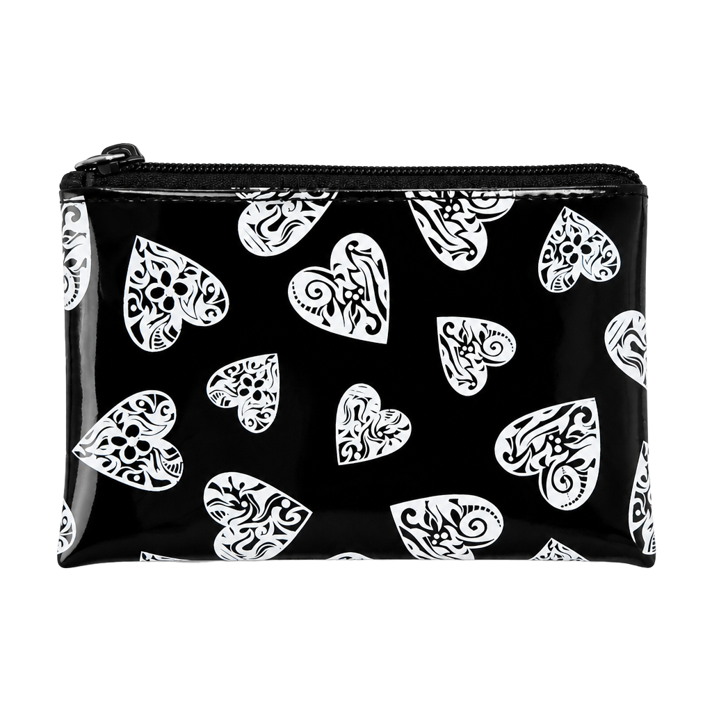 Brighton Love Notes Black and White Heart Print Patent Coin Purse Pouch 1