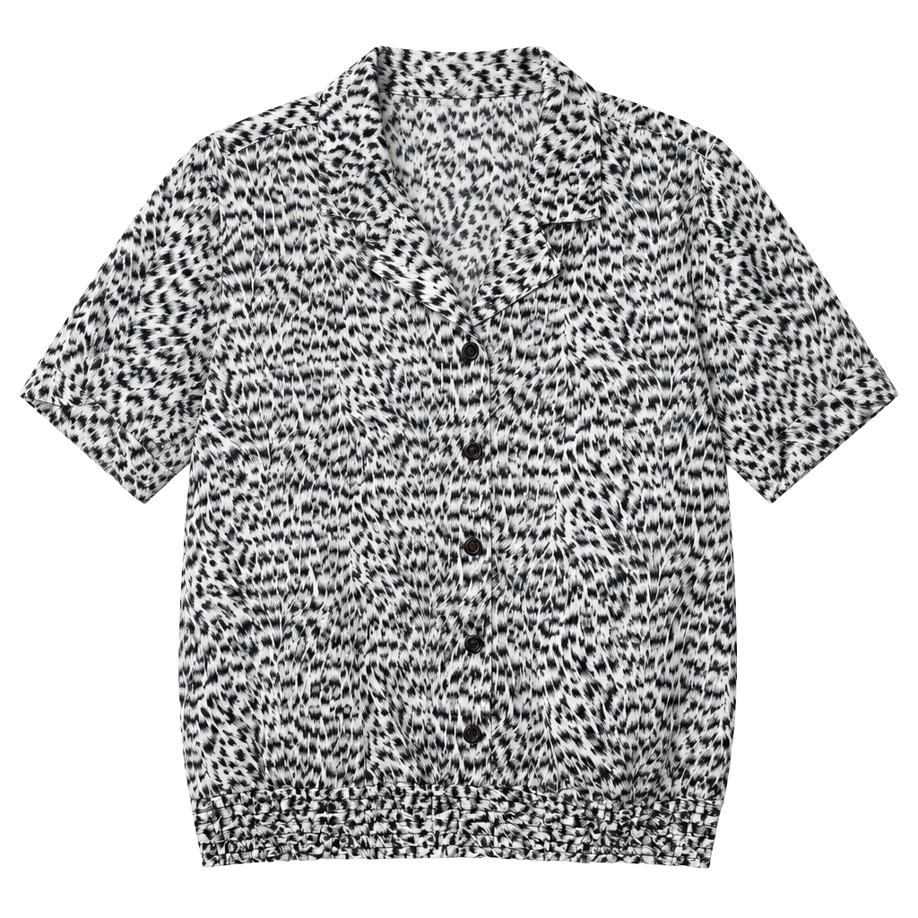Joanna Vintage Short Sleeve Blouse Black White Animal Print Made in USA 1