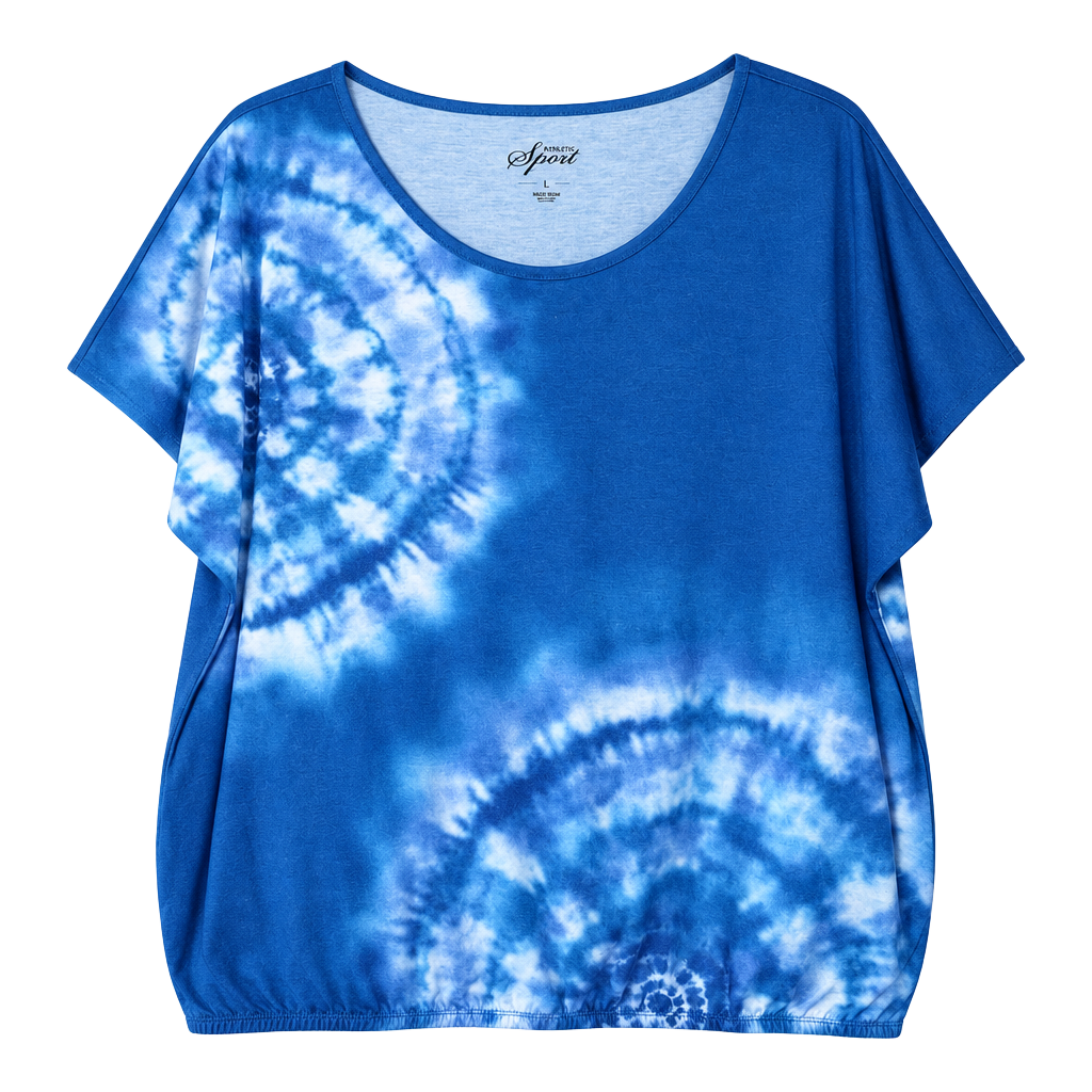 Style & Co Sport Shirt Size L Blue Tie Dye Rhinestone Scoop Neck 1