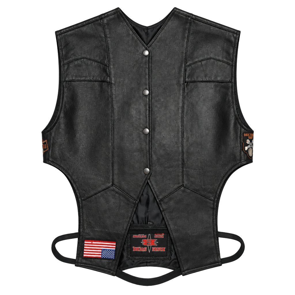 Bike Star Leather Motorcycle Vest Size M Black Harley Davidson Patches 1