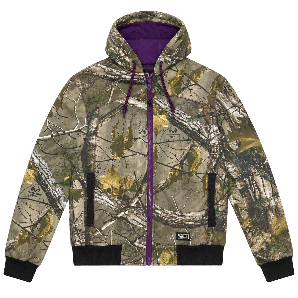 Walls Legend Realtree Camo Hooded Jacket Size Medium Purple Lined 1