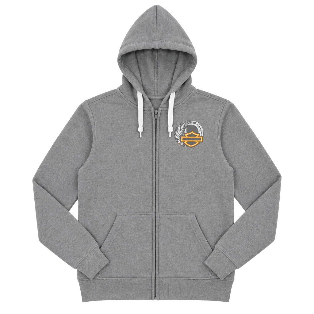 Harley-Davidson Road Runner 115 Years Full-Zip Hoodie Size L Gray 1