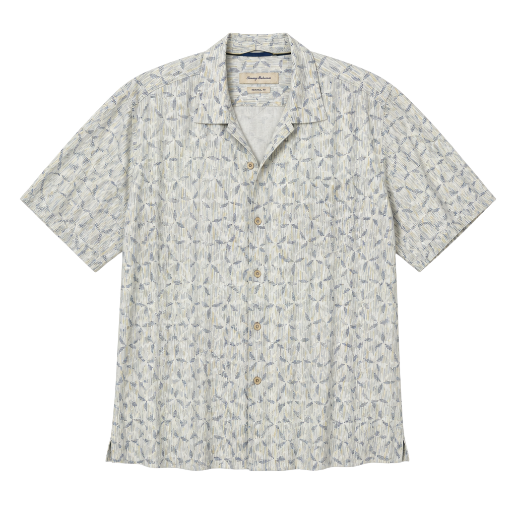 Tommy Bahama Silk Blend Geometric Print Short Sleeve Shirt XL Original Fit 1