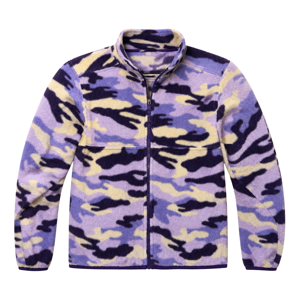 L.L.Bean Youth Girls Purple Camo Full Zip Fleece Jacket Size Small 8 1