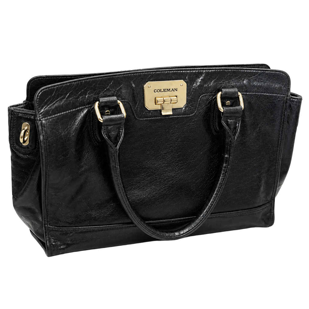 Cole Haan Kendra Valise Black Leather Satchel Tote Bag 1