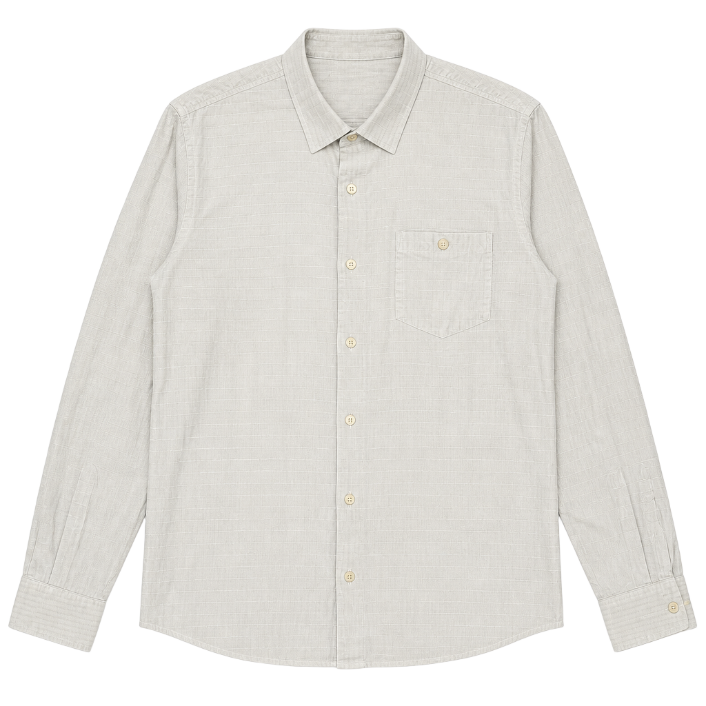 Tommy Bahama XL Silk Cotton Blend Textured Long Sleeve Button Down Shirt Off-White 1