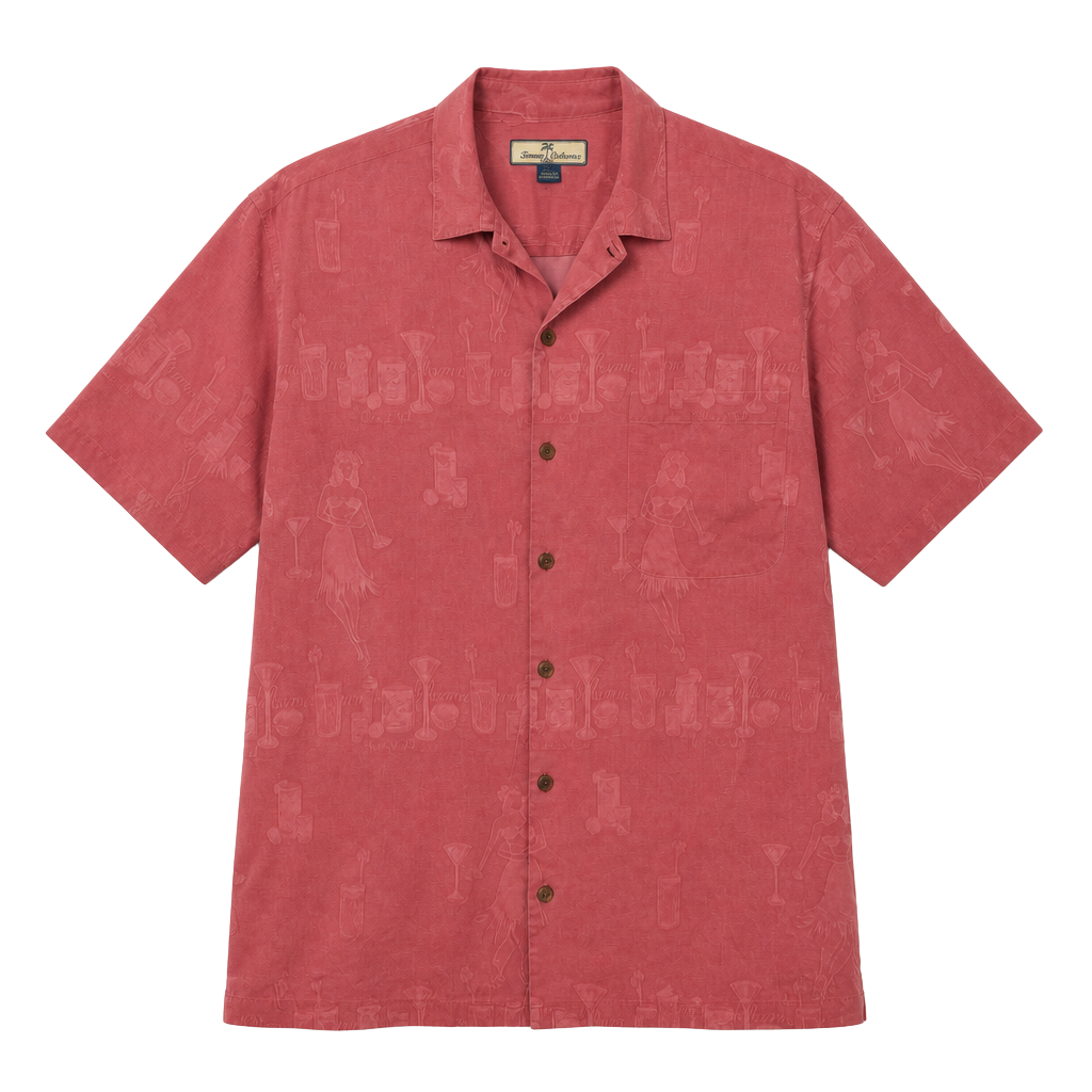 Tommy Bahama 100% Silk Hula Girl & Cocktail Jacquard Camp Shirt Size L 1