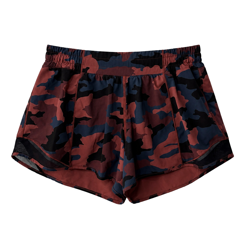 Lululemon Hotty Hot Low-Rise Lined Shorts, Heritage 365 Camo Red Multi, Size 8 1