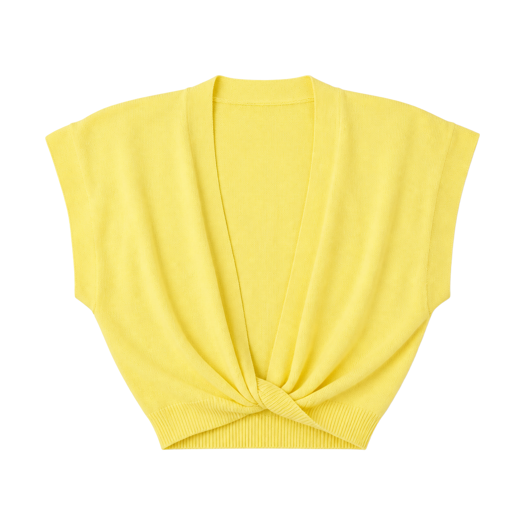 Lioness Yellow Wrap-Front Knit Top 1
