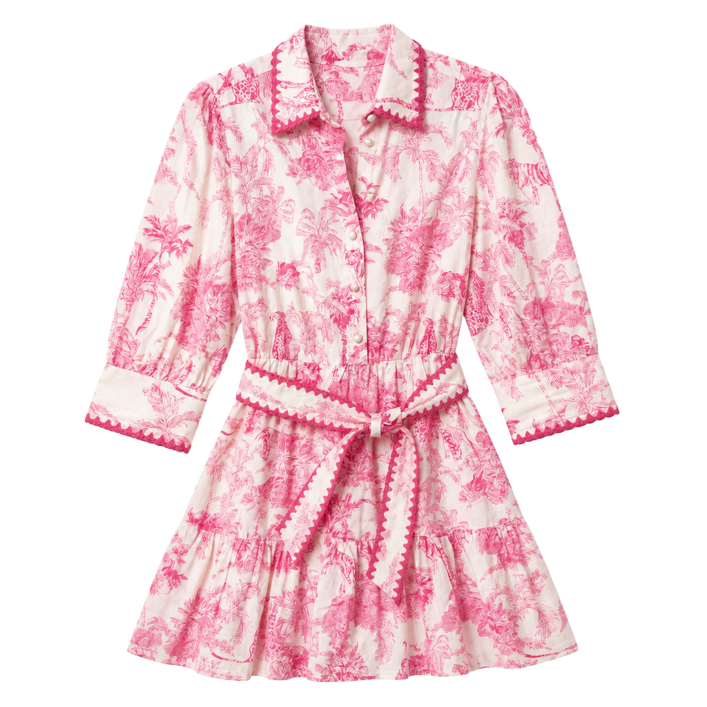 MC2 Saint Barth Daisi Jungle-Print Belted Cotton Shirt Dress 1