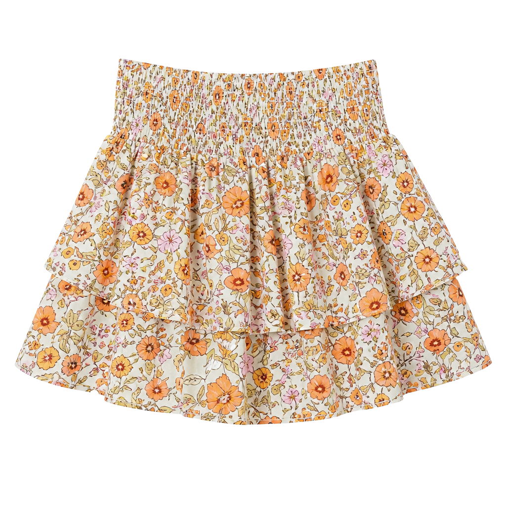 Maaji Floral Ruffle Mini Skirt with Smocked Waist 1