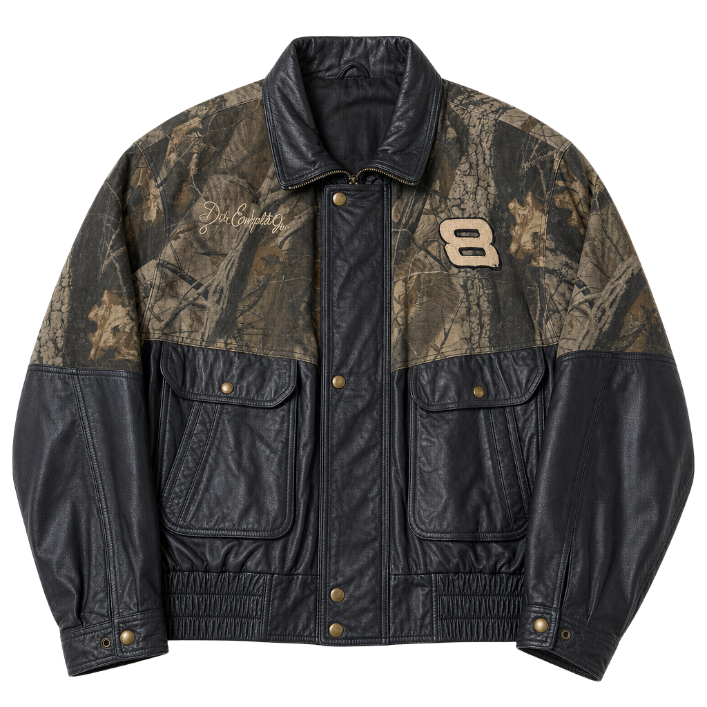 Chase Authentics Dale Earnhardt Jr. Team Realtree Camo Leather Bomber Jacket 1