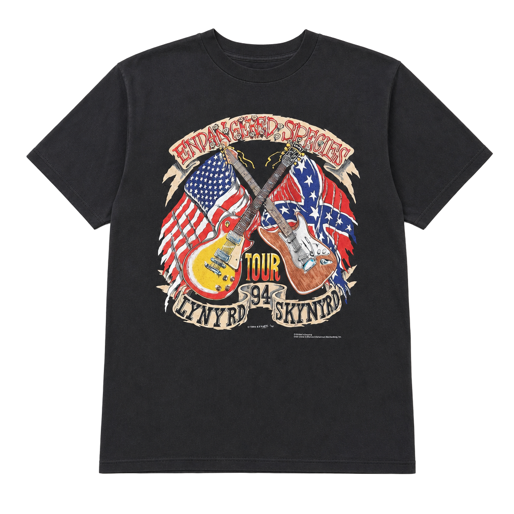 Vintage 1994 Lynyrd Skynyrd Endangered Species Tour Double Sided Concert T-Shirt 1