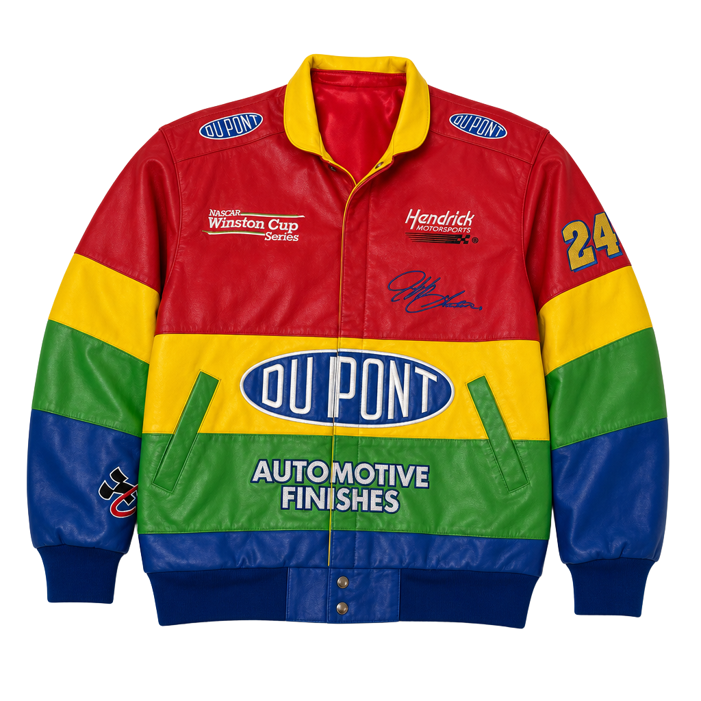 Chase Authentics Jeff Gordon DuPont Rainbow NASCAR Leather Jacket 1