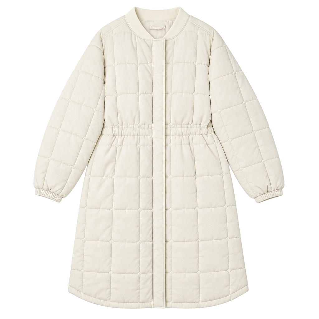Amazon Essentials Ivory Solid Quilted Collared Long Sleeve Coat Plus 3X 1
