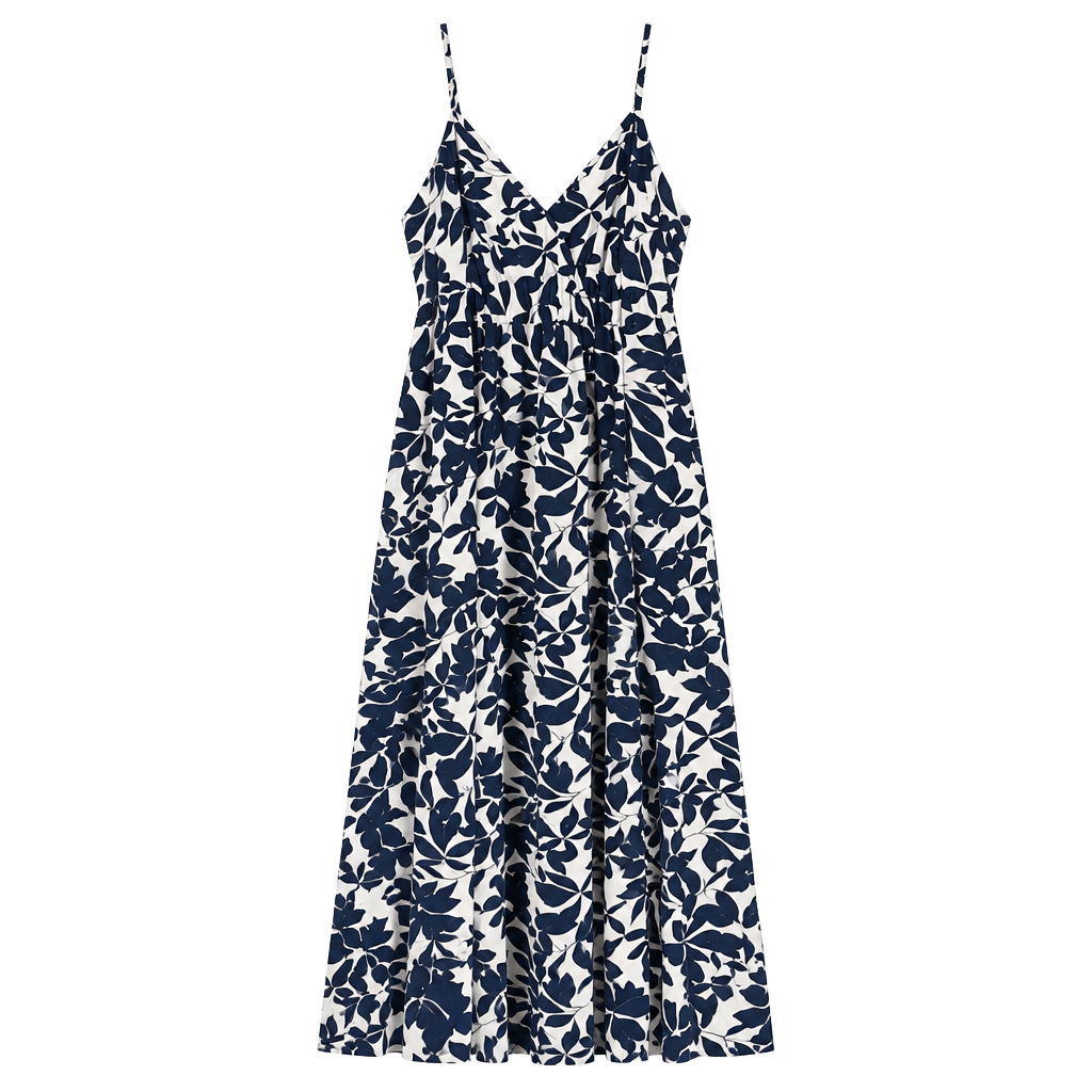 Women’s Blue & White Floral Sleeveless Dress One-Piece Plus Size 3XL 1