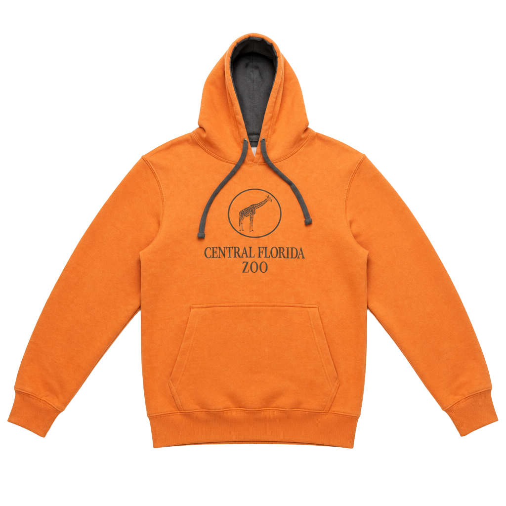 Valani Central Florida Zoo Giraffe Graphic Pullover Hoodie Orange Small 1