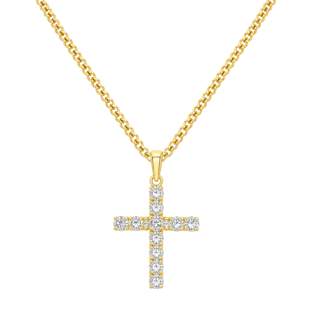 1.10ct Moissanite Cross Pendant Necklace S925 Sterling Silver 14k gold plated 1