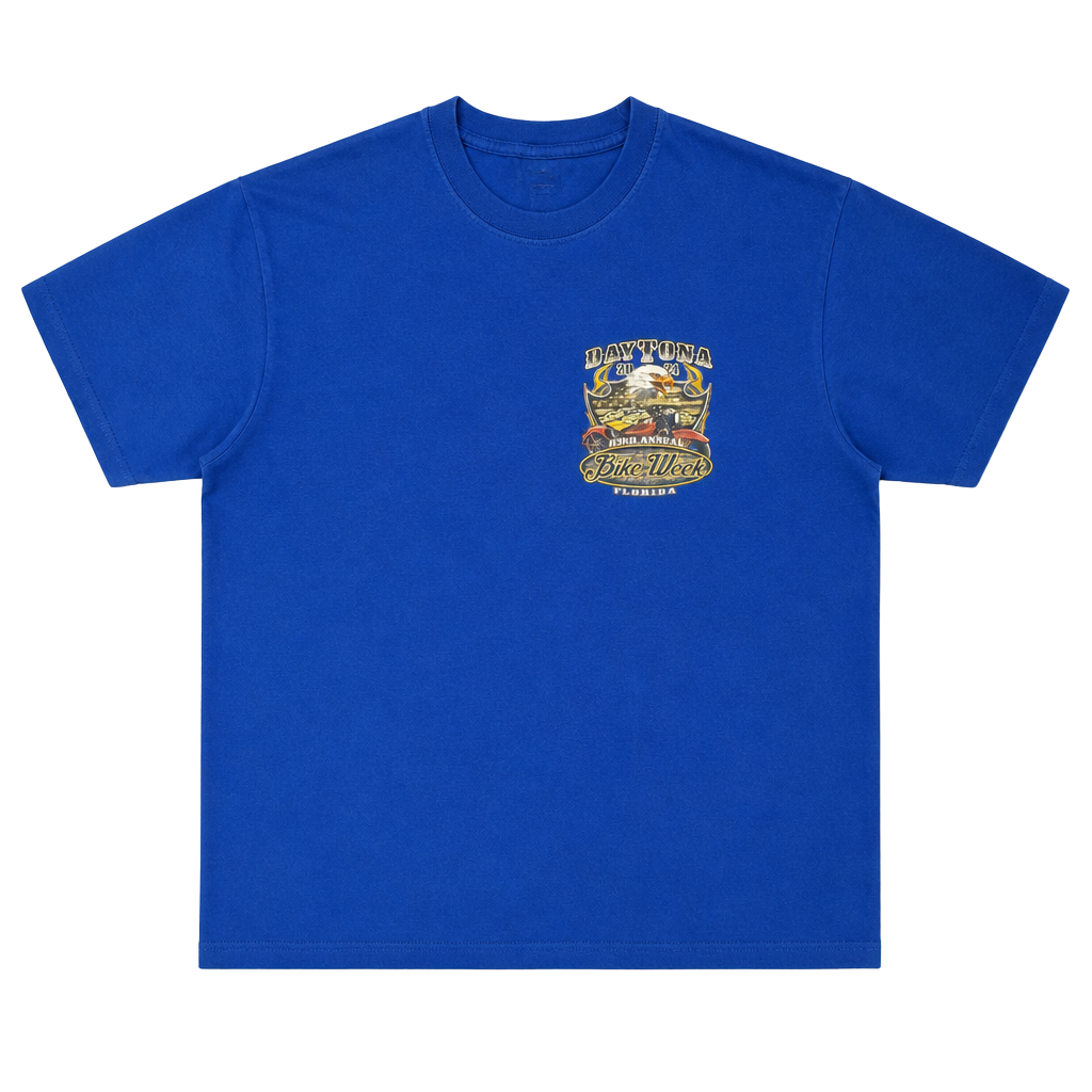 Daytona 83rd Annual Bike Week 2024 Florida Motorcycle Event Blue T-Shirt 1