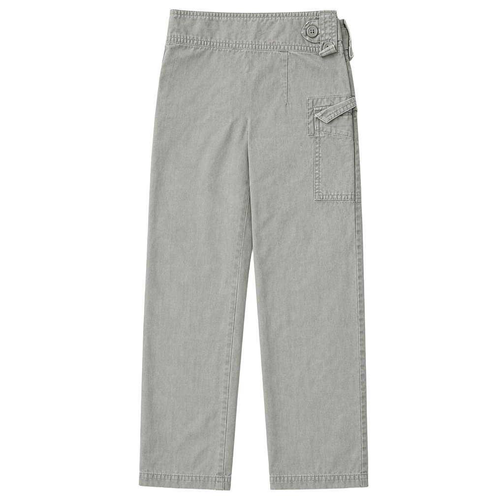 Old Navy Ultra Low Waist Cargo Pants Gray Button Hem Y2K Style 1