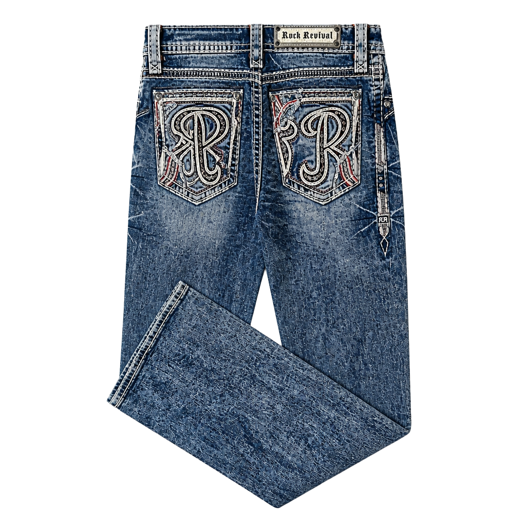 Rock Revival Men's Bootcut Jeans with Embroidered Pockets 1