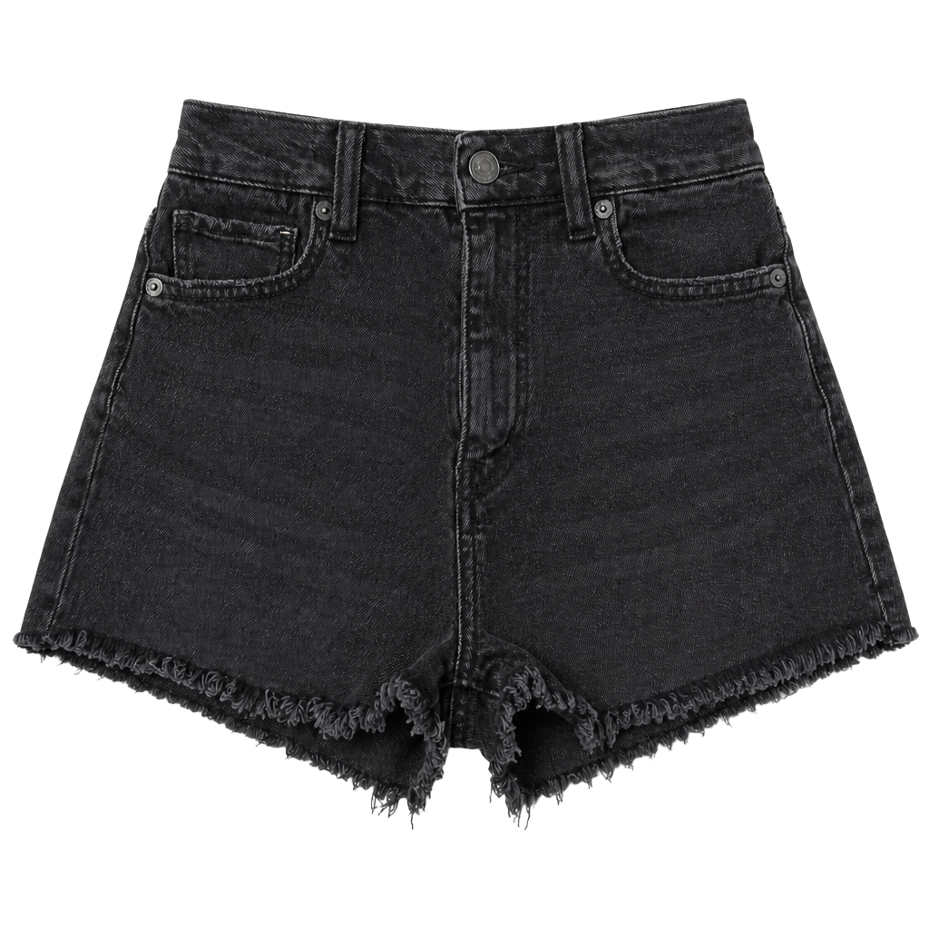 American Eagle High-Rise Raw Hem Denim Shorts Black Size 00 1