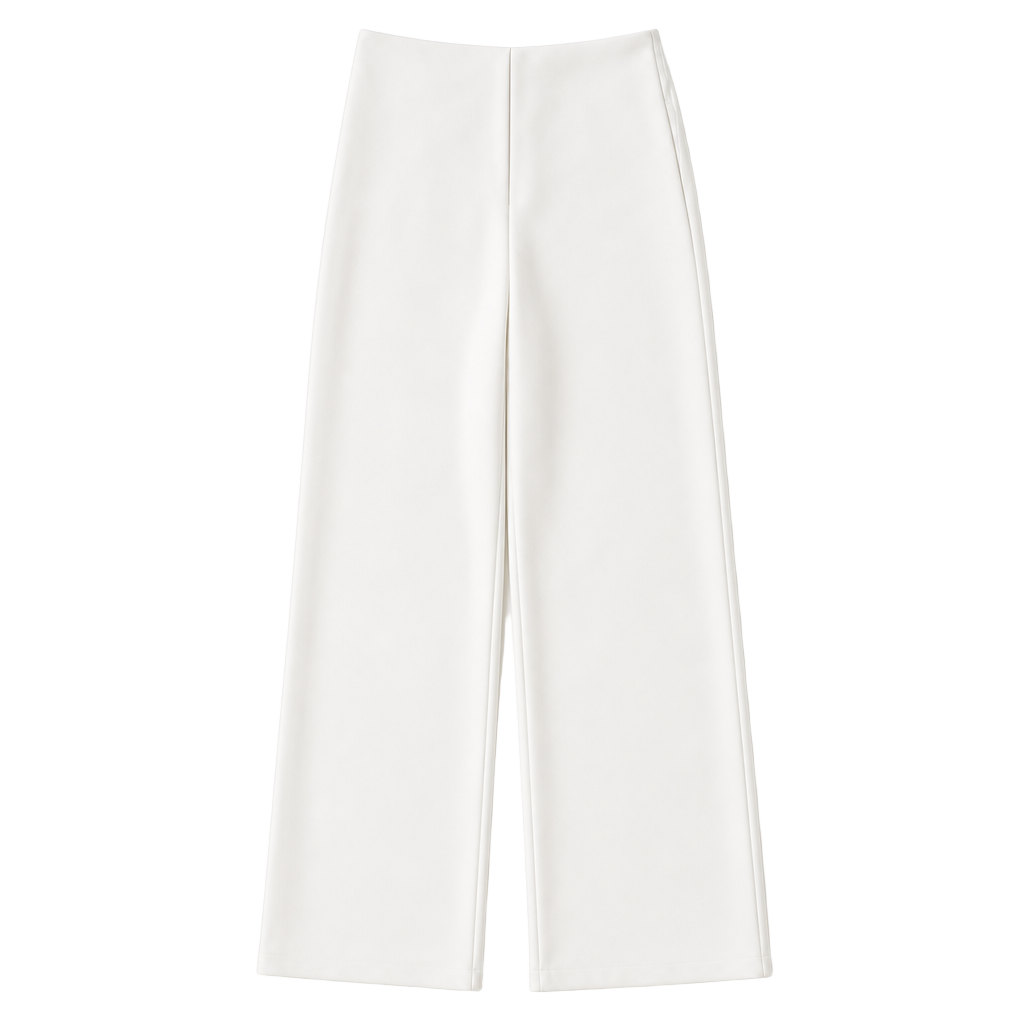 White House Black Market Ecru Flat Front Tailored Wide Leg Trouser 1