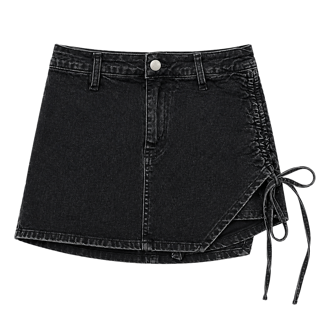 Always Cool Ruched Denim Mini Skort 1