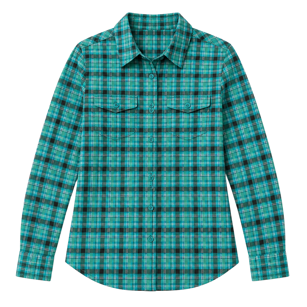 Alpine Design Button-Up Shirt Women's Size S Blue Plaid Roll Tab Long Sleeves 1
