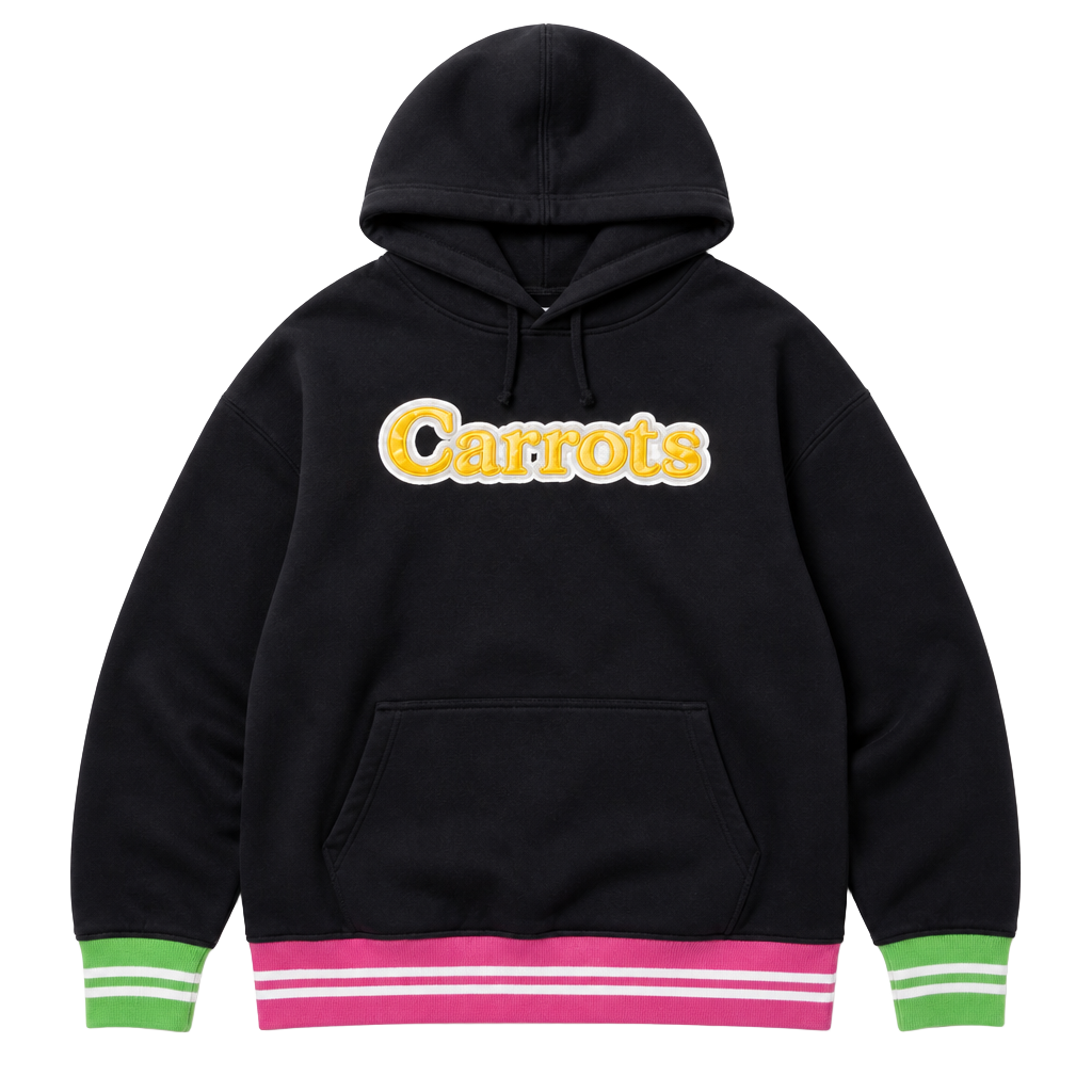 Carrots x Brisk Collab Embroidered Hoodie Black/Pink/Green M 1