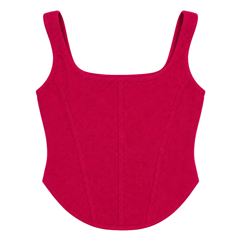 Aritzia Hot Pink Ribbed Square Neck Crop Tank 1