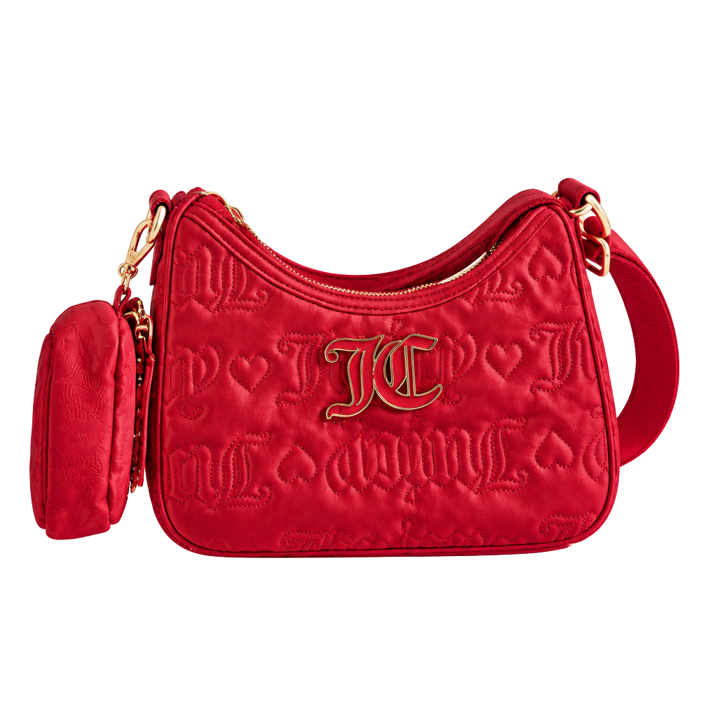 Juicy Couture Red Qulited Shoulder Bag with Mini Pouch Purse Gold Hardware 1