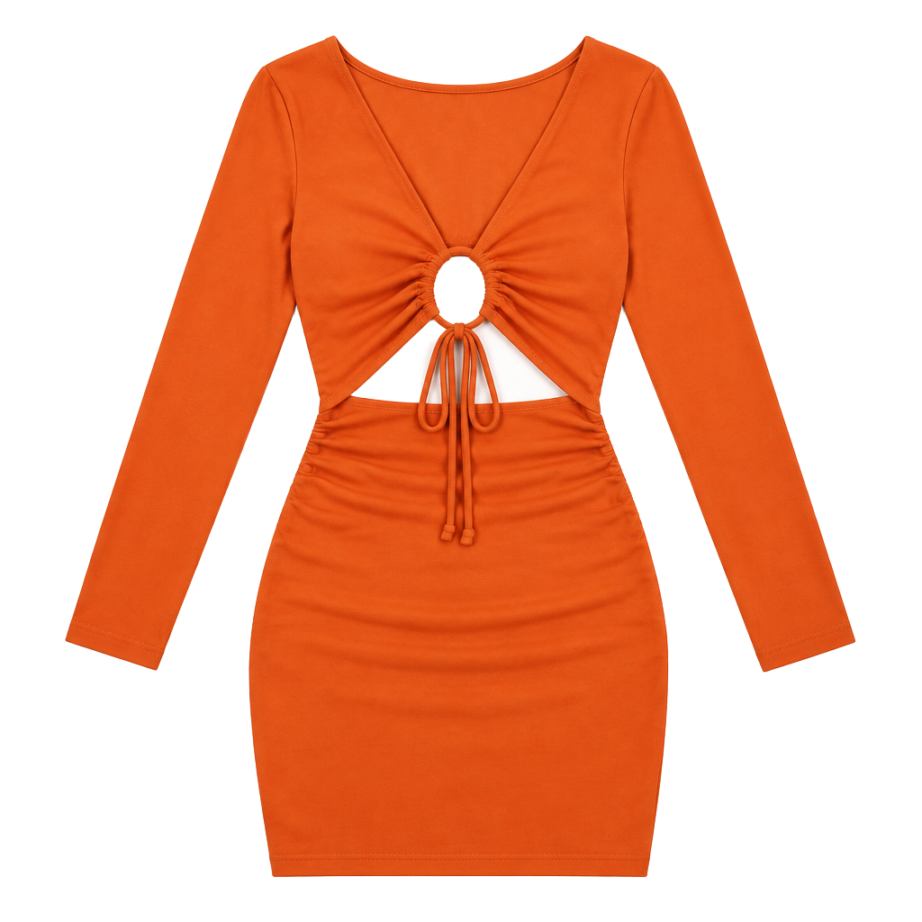 Zara Orange Cutout Mini Dress Women’s Large Long Sleeve Bodycon 1