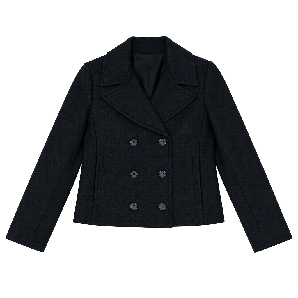 Balenciaga Double Breasted Wool Pea Coat Jacket Size 42 Black 1