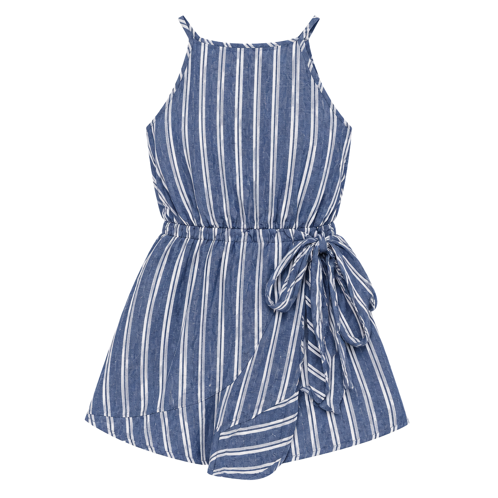 Speechless Striped Romper Size L Blue White Halter Tie Waist 1
