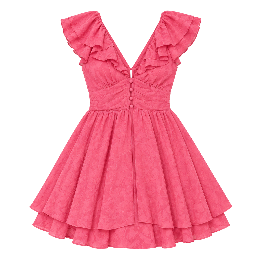 Mustard Seed Ruffle Romper Size S Pink Tie Back Button Front 1