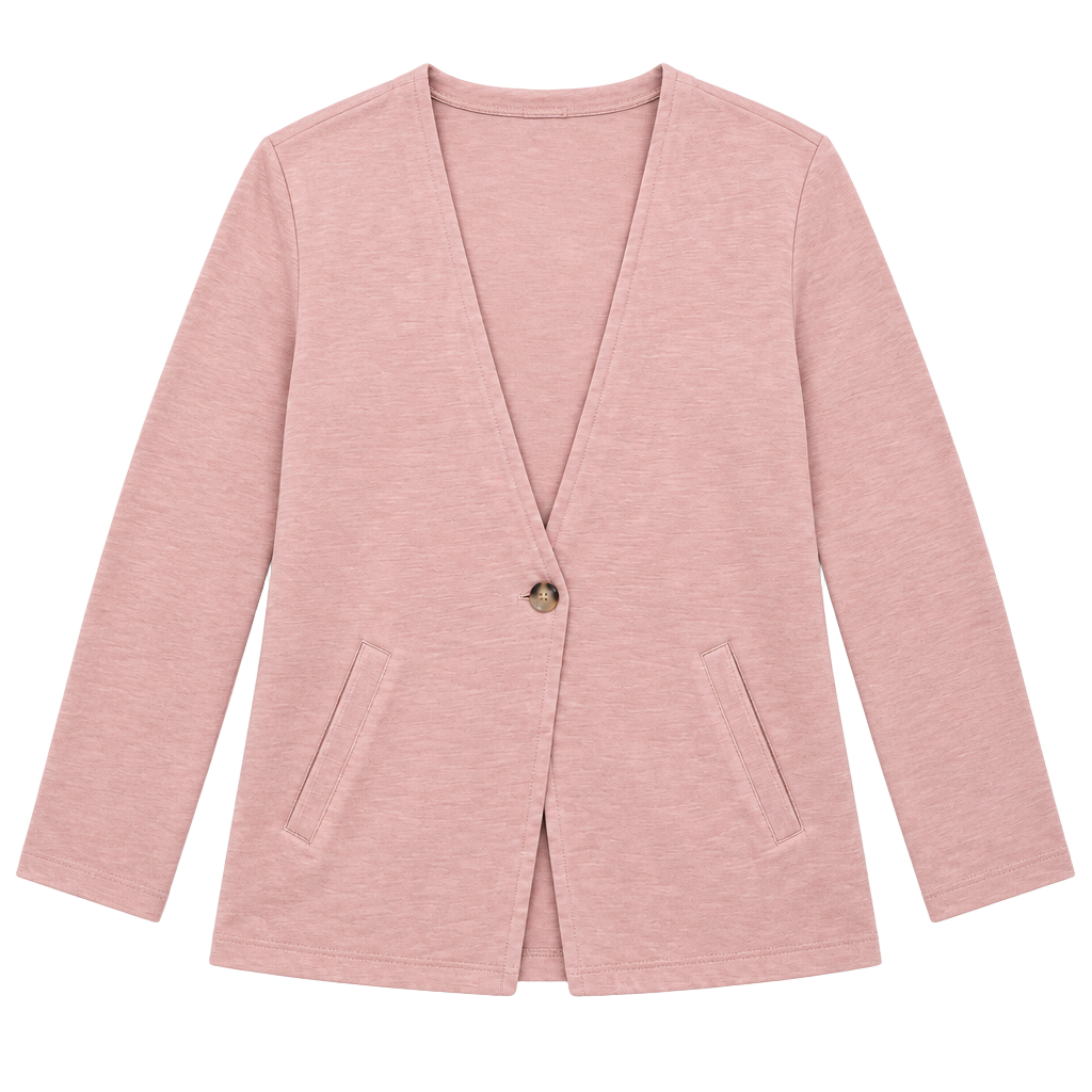 Caslon Pink Cotton Knit Open Blazer Jacket 1