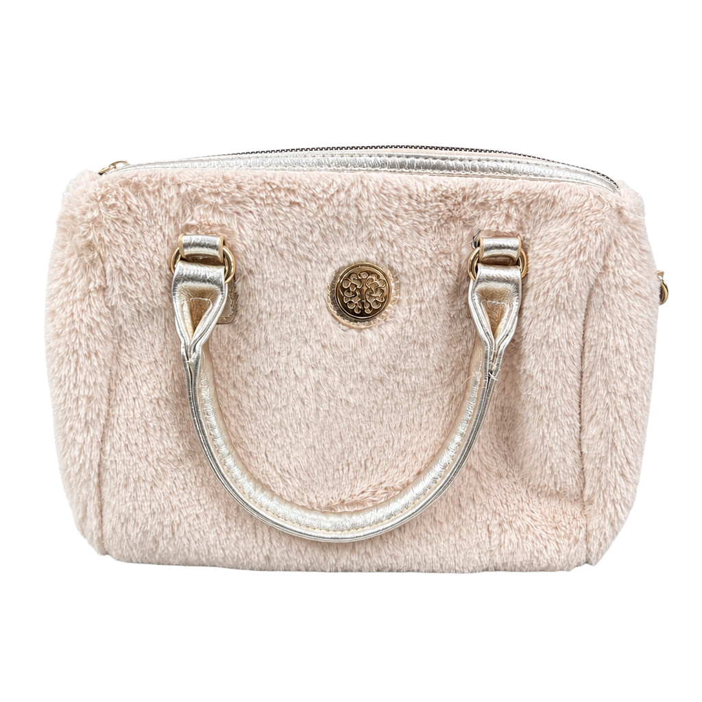 Juicy Couture Love Furry Friends Dusty Blush Pink Faux Fur Satchel Handbag 1