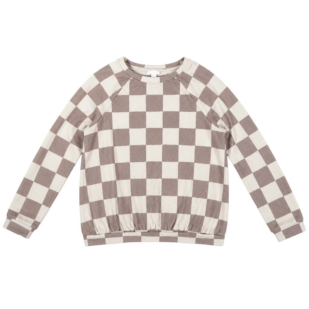 Cat & Jack Sweatshirt Size XL 14/16 Pink Brown Checkered Velour 1