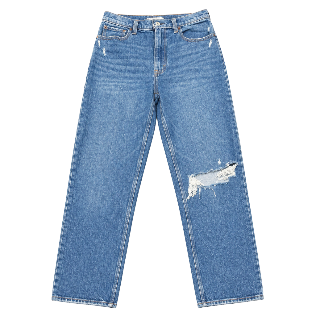 Abercrombie & Fitch The '90s Straight Ultra High Rise Distressed Jeans Size 27 1