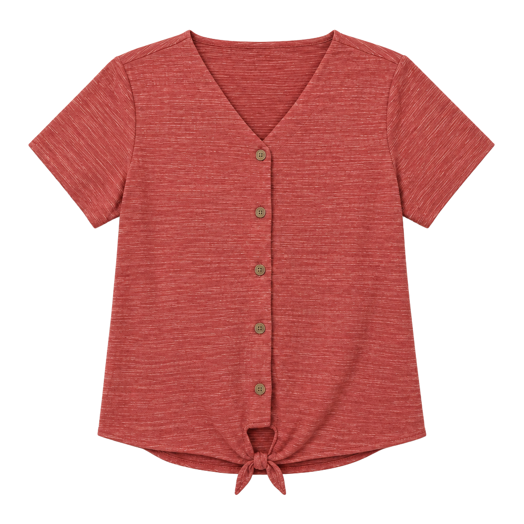 Weatherproof Vintage Tie Front Top Size M Red Heather Short Sleeve 1