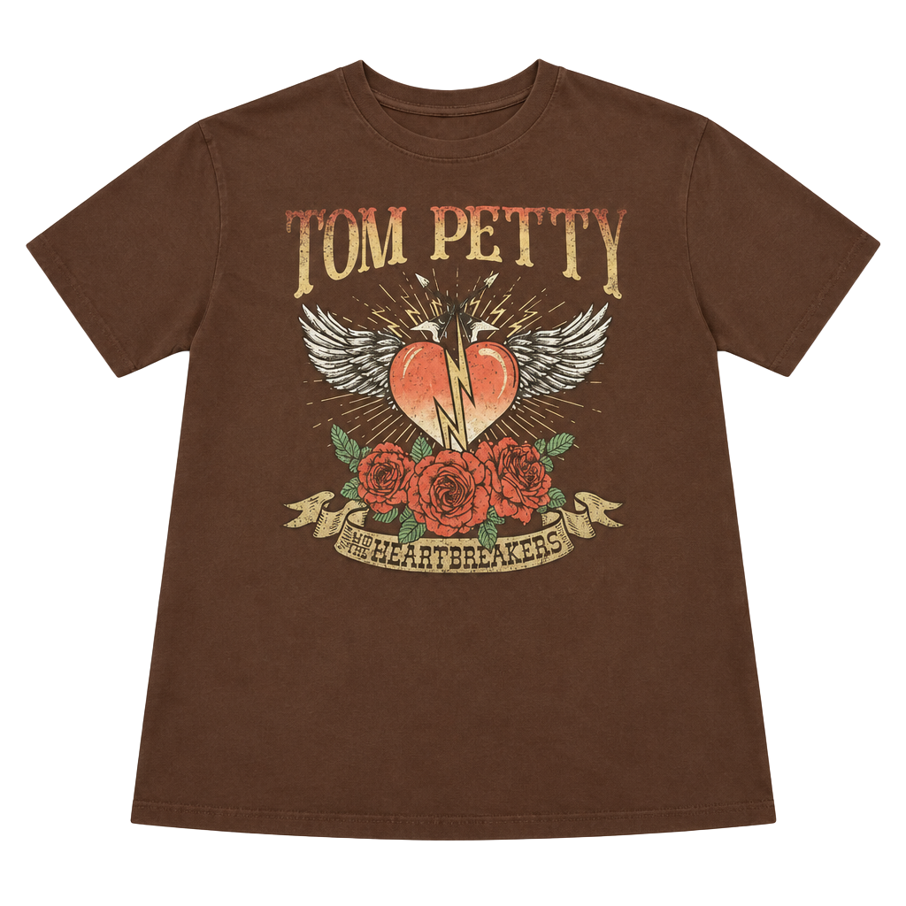 Hybrid Apparel Tom Petty T-Shirt Size M (8-10) Brown Tour 1