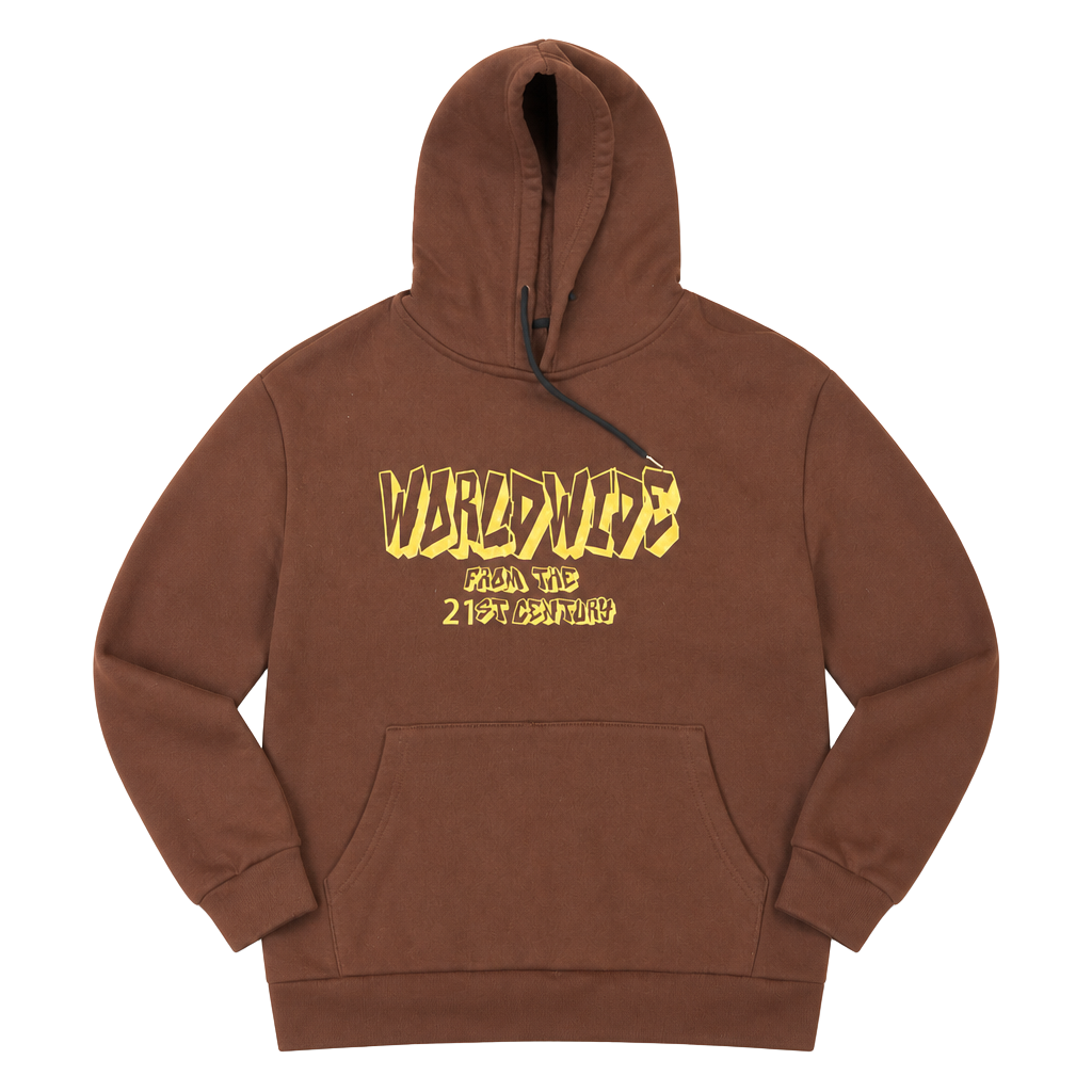 Romwe Worldwide From The 21st Century Graphic Brown Hoodie 1